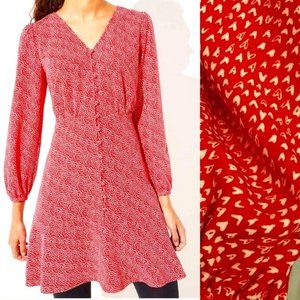 NWT Loft Heart Pattern Long Sleeve Dress